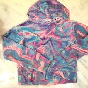 so • blue pink marbleized swirl print hoodie m/8